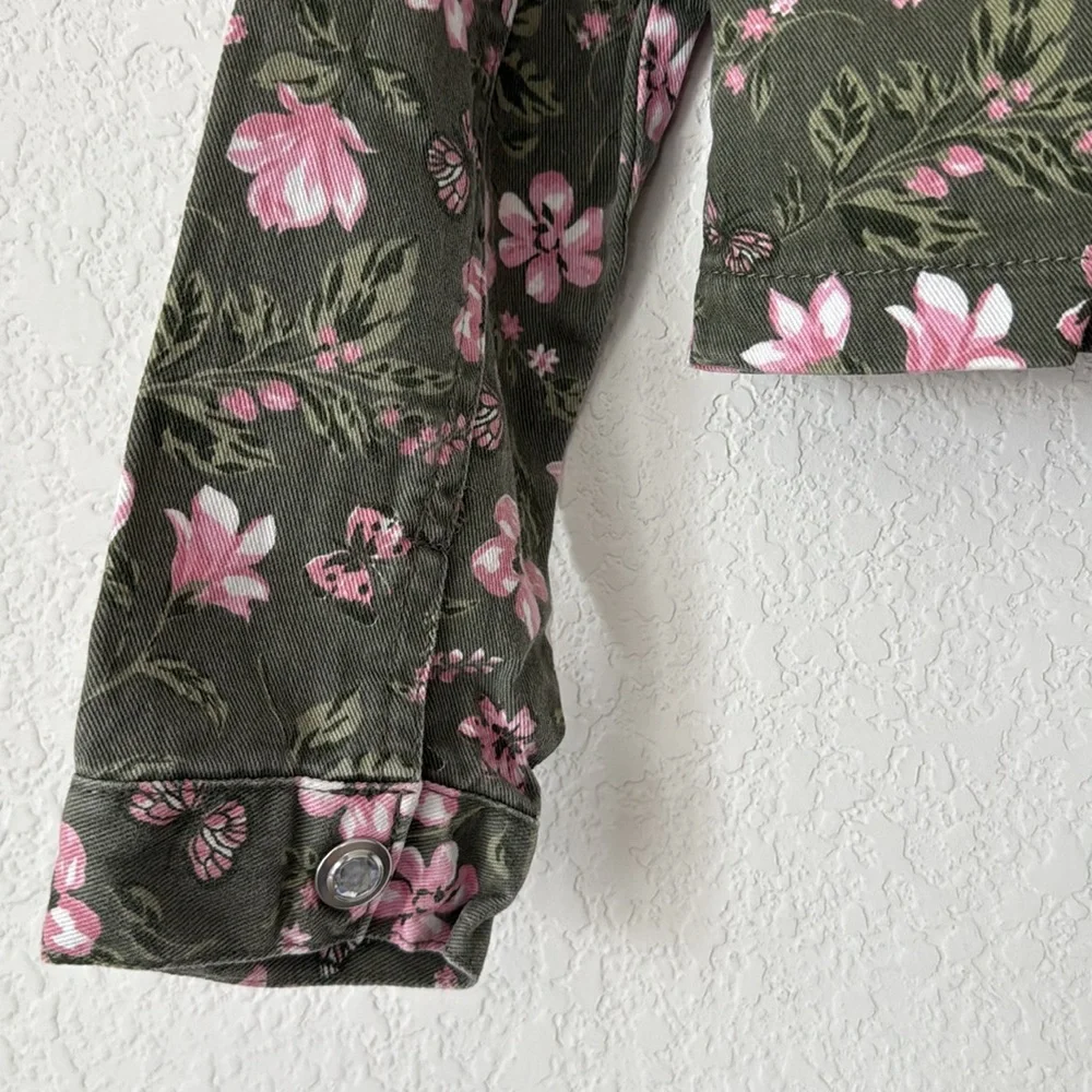 Little Lass • Olive Cropped Cargo Utility Jacket Coquette Cottagecore Floral